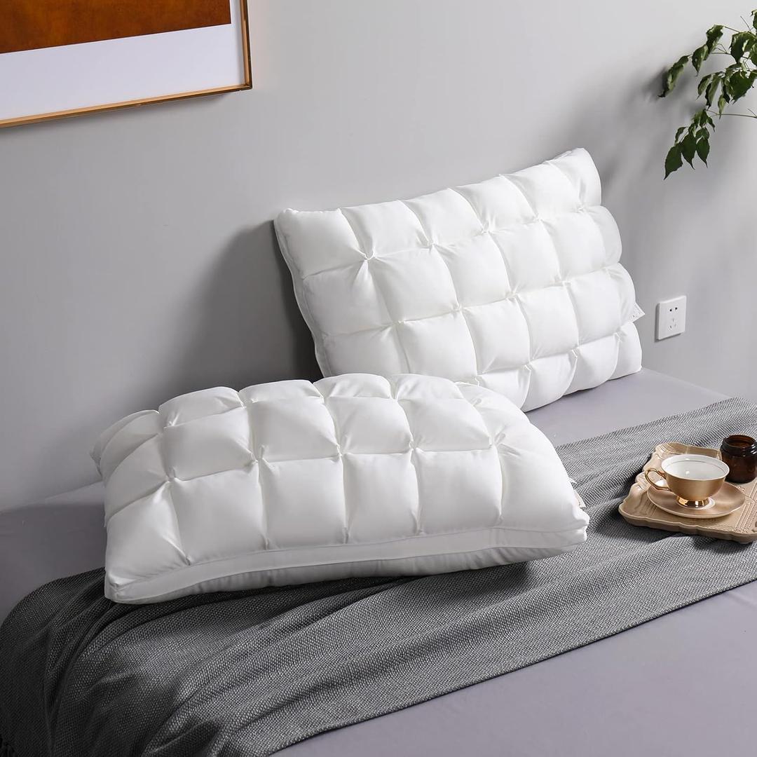 YOUR MOON Pillows Queen Size Set of 2, Soft Support Queen Pillows 2 Pack for Bed, Fluffy Down Alternative Pillow, Luxury Hotel Gel Pillow for Side Sleeping (White)
