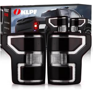 OKLPF Rear Brake Smoked Tail Light Compatible With 2018 2019 2020 Ford F150 F-150 Replace JL3Z13405H,Replace Smoke Black Taillight Assembly,Included Bulbs and Harness,Driver and Passenger Side