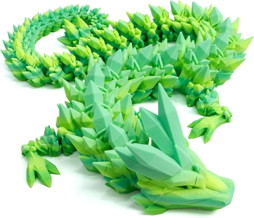 3D Printed Dragon - 24 inch Large Pearly Sheen Articulated Dragon Fidget Toy, Party Favors, Classroom Prizes, Surprise Gift for Birthday, Christmas, Figurine Decor(Summer Rainbow)