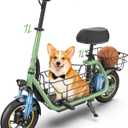 Urbanmax Upgraded Electric Scooter for Adults with Seat C1Pro, 18.6MPH & 25 Miles Range, 12" Pneumatic Tires, Dual Shock Absorbers, Dual Brakes, Removable Basket, UL2272 Certified  Green