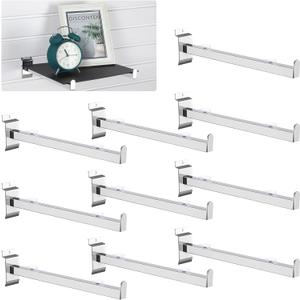 Zonon 24 Pcs 12 Inch Slatwall Shelf Bracket Heavy Duty Hooks Hangers Display Hooks Slatwall Accessories for Panel Retail Shop Garage Room Storage Organizer Exhibition (Silver)