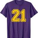 Number #21 Yellow Sport Number 21 T-Shirt L