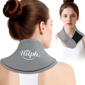 Hilph Neck Ice Pack Wrap Gel, Cooling Ice Wrap for Cervical Neck Pain Relief, Flexible Cold Compress Pack for Injuries Reusable, Surgery Recovery, Hot Flashes, Tonsillectomy, Thyroidectomy, Grey