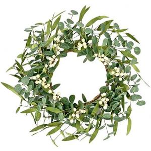 Pinkpum 20'' Eucalyptus Wreath for Front Door Porch Window Green Decor for Home Farmhouse Wall Spring Summer Fall Outdoor Indoor All Seasons