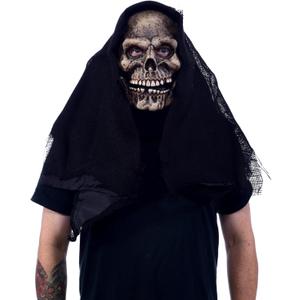 Zagone Grim Reaper Mask  Realistic Skull Face with Moving Jaw, Skeleton Halloween Costume for Adults, Scary Reaper Mask