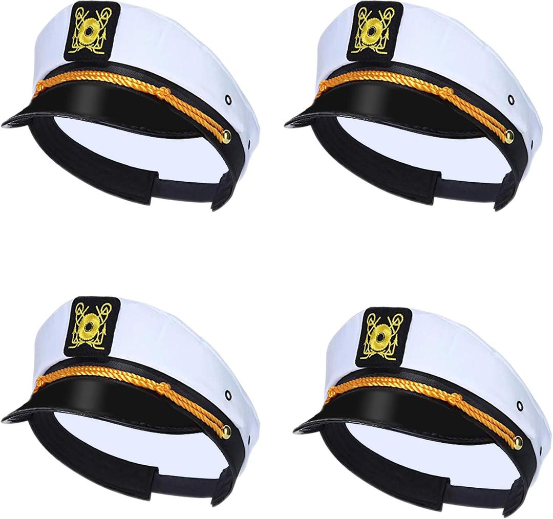 dodowin Captain Sailor Hats for Women Men, Adjustable Boat Yacht Rock Costumes for Hugh Hefner Playboy Party 1/4/5/6 Pack