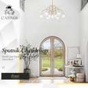 CATINER Large Sputnik Chandeliers 12 Lights Modern Gold Chandelier for High Ceiling L52” Mid Century Ceiling Pendant Light Fixtures with Milk Glass Globe Shades for Living Dining Room Foyer Staircase