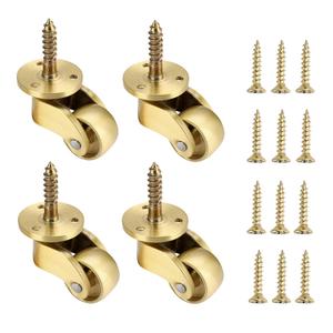 OwnMy 4PCS Universal Brass Caster Stem Wheels 22mm Heavy Duty Swivel Caster Wheels 360 Degree Rotation, 27mm Threaded Stem Casters Wheels Movable Metal Furniture Casters for Trunk Box Cabinet Trolley