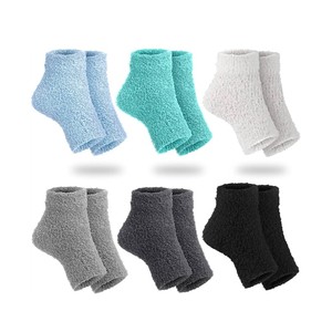 6 Pairs Winter Warm Open Toe Fuzzy Socks Toeless Pedicure Socks Coral Fleece Sleeping Anklets Women Spa Pedicure Moisturizing Foot Anklets for Women