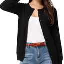 GRACE KARIN Womens Long Sleeve Knit Cardigan Sweaters Casual Dressy Open Front Button Down Cardigans Spring Outfits (Black, XL)