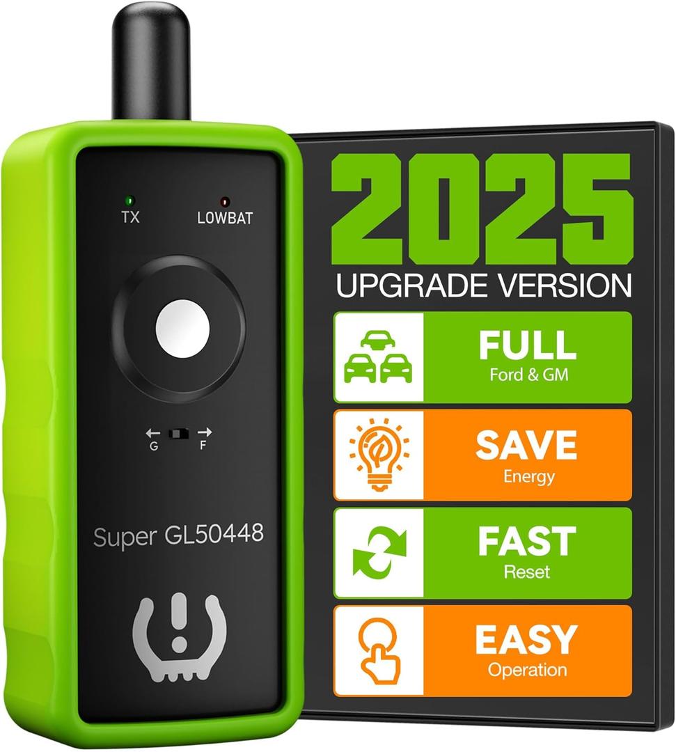VXDAS 2IN1 TPMS Relearn Tool Super GL50448 for GM and Ford with Model Switch Button,Tire Pressure Sensor Monitor Reset Activation for Buick/Cadillac/Chevrolet/GMC/Lincoln/Mazda 2025 Edition(Green)