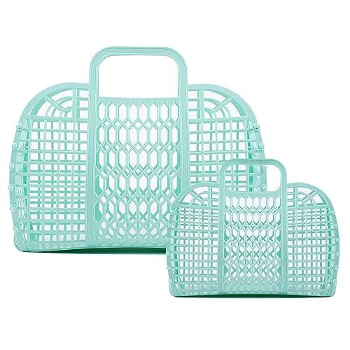 BABANA Jelly Bags - (Set) Small and Large Mother Daughter Jelly Totes | Reusable Gift Basket, Beach Bags - (Small, Large) - Green