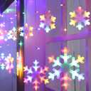 Christmas Snowflake Lights, 10.66ft 168 LED Icicle Lights Outdoor with 14 Drops, 8 Modes Waterproof Connectable Christmas Light for Eaves, Wedding, Garden, Yard, Indoor Outdoor Xmas Decor (Multicolor)