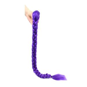 Easy Clip in Purple Ponytail Extensions 26 Inch Long Purple Braids Synthetic Fiber Box Braiding Hair