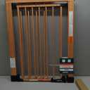 Mom's Choice Award Winner-BABELIO 26-40" Metal Baby Gate with Wood Pattern, PressGuard C5 Easy Install Pressure Mounted Dog Gate for Stairs and Doorways, with Wall Protectors and Extension Kits