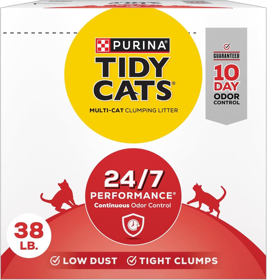 Purina Tidy Cats Clumping Cat Litter, 24/7 Performance Multi Cat Litter - 38 lb. Box (38 Pound (Pack of 1))