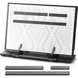 Flutesan Knitting Pattern Holder with 4 Replacement Magnets Knitting Chart Keeper Black Magnetic Cross Stitch Supplies and Accessories Cross Stitch Pattern Holder for Crochet (11.22 x 7.28 Inches)