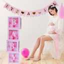 Baby Shower Decoration Kit for Girl, It's a Girl Banner Pink Balloon Box with 20 Pink Balloons, Baby Girl Party Decorations Kit for Gender Reveal Party Baby Shower Celebration