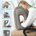 Inflatable Travel Pillow, Airplane Neck Pillow Comfortably Supports Head and Chin for Airplanes, Trains, Cars Office Napping on The Tray Table (Grey)