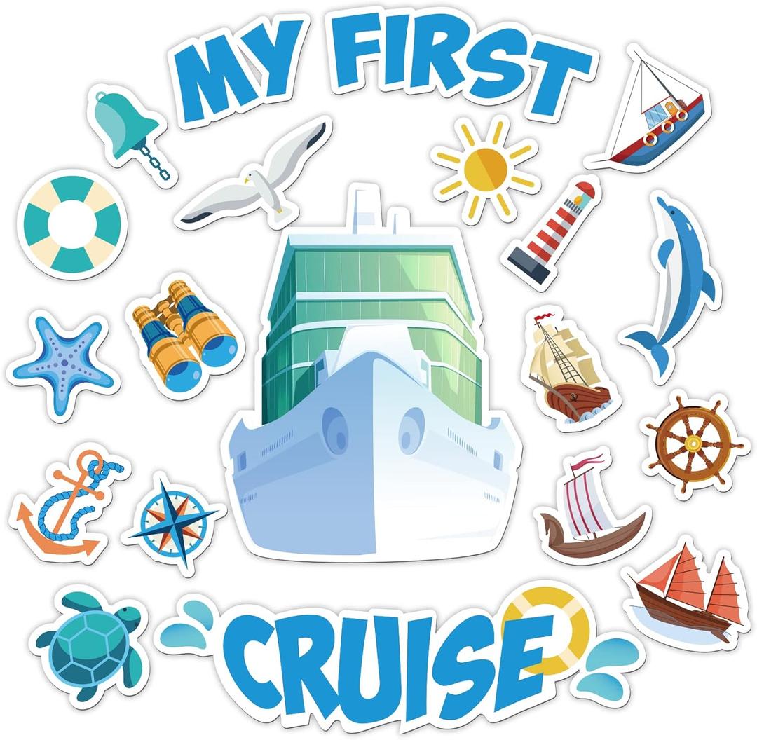 Oudain 20 Pcs Cruise Door Decorations Magnetic 2025 First Cruise Ship Door Magnets Nautical Room Magnets Carnival Boat Ship Cabin Funny Decorations for Nautical Room Fridge Car Computer