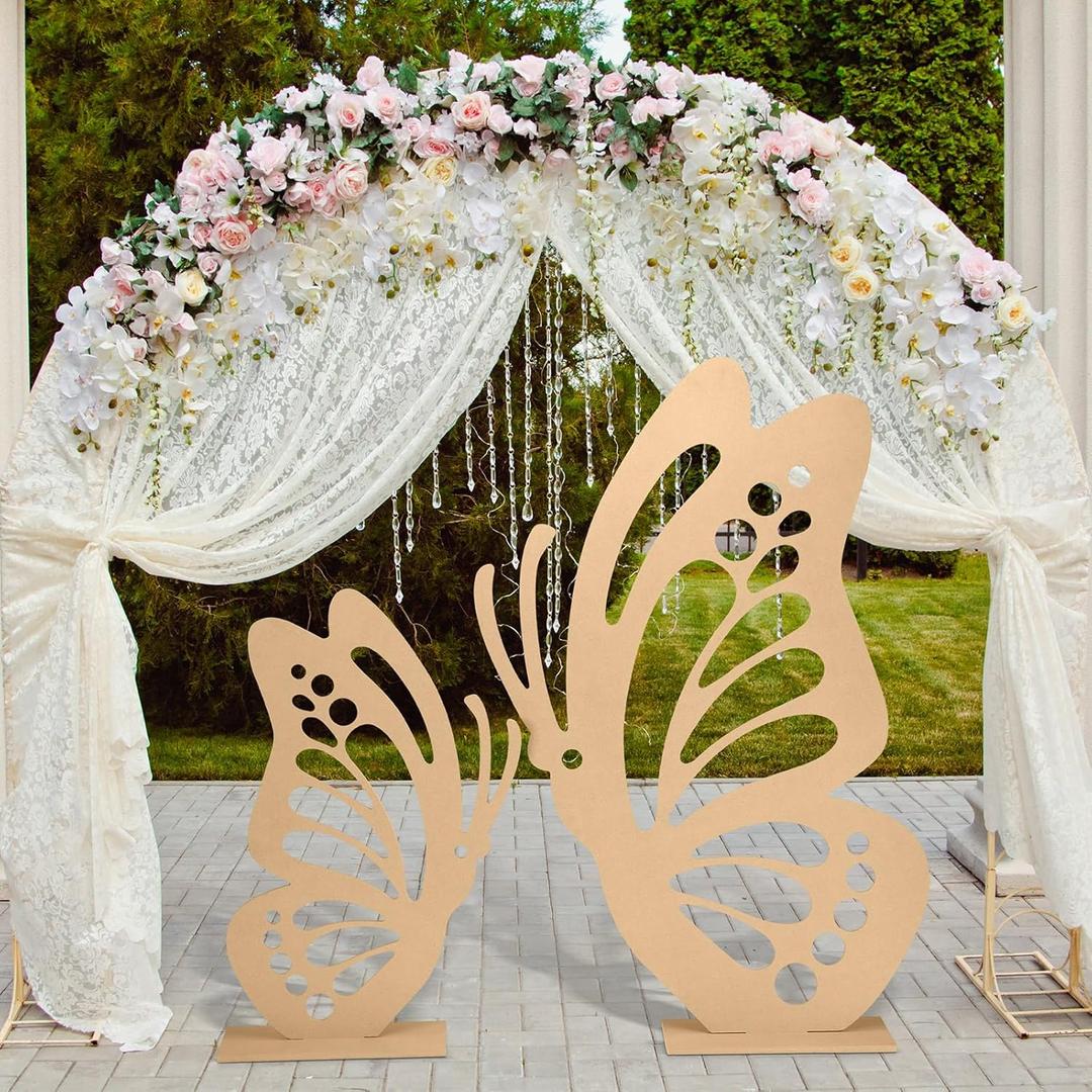 Lineshading Large Wooden Butterfly Decoration 2.95 ft and 1.97 ft Butterfly Shape Craft Wood Decoupage Slices Birthday Wedding Baby Shower Decorations