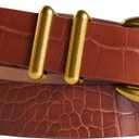 Scarlet Darkness Women Synthetic Leather Belts with Buckle 23mm Wide Belt for Jeans Pant Dress (Small, Textured Brown Gold Buckle)