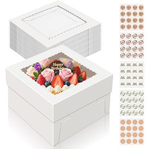 Essenya 15 PCS Cake Boxes 8 Inch, 8x8x5 Inch Cake Box, 8 Inch Cake Box with Window, White Bakery Boxes, Large Baking Boxes, Cajas Para Pasteles, 8x8 Cake Boxes for Birthday, Wedding, Party, Business