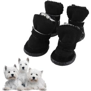 Snow Boots for Dogs, Dog Booties for Small Dogs, Cat Snow Boots, Dog Booties Anti Slip Black Size 1