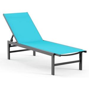 Vexwalx Outdoor Lounge Chairs for Pool, Aluminum Chaise Lounge Chairs with 5-Position Recliner, Patio Lounge Chair for Backyard, Poolside, Deck, Lawn, Lake Blue