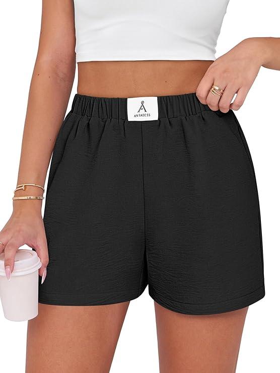 ANRABESS Shorts for Women Summer Beach Cover Ups Casual High Waist Flowy Wide Leg 2026 Spring Vacation Lounge Shorts, Size Medium