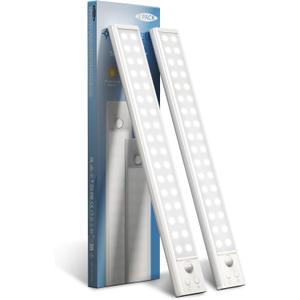 12inch Under Cabinet Lights, Motion Sensor Light Indoor 2200mAh Rechargeable Battery, Wireless, Magnetic, 5 Levels Dimmable Closet Lights, Under Counter Lights for Kitchen, Bathroom (2 Pack) (Cool White)