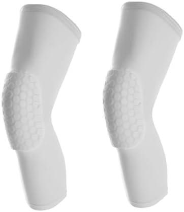 SUJAYU Basketball Knee Pads Knee Sleeves, 2 Pack Honeycomb Anti Collision Leg Compression Sleeves, Compression Knee Pads for Wrestling Football Volleyball Baseball (Large, White)