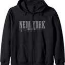 New York City Skyline NY Vintage NYC Zip Hoodie, 2XL