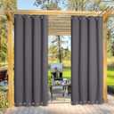 NICETOWN Weighted Outdoor Patio Curtain & Drape Waterproof 84 Long, Top and Bottom Rustproof Steel Grommets Heavy Weight Windproof Sunlight Blocking, Keep Privacy for Yard, 1 Piece, W52 x L84, Grey