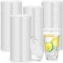 Hortsun 500 Count 98mm Clear PET Plastic Flat Lids with Straw Slot Fits 16, 20, 24 oz Cups Disposable Plastic Transparent Cup Lids for Iced Coffee Milkshake Ice Cream Office Home Travel Supplies (3.9 inch)