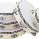 Tambourine for adults 10 inch Hand Held Drum Bell Birch Metal Jingles Percussion Gift Musical Educational Instrument for Church KTV Party (10 inch)