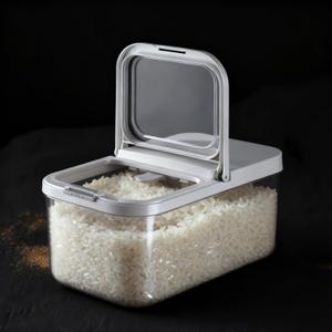 LivLab Mker Rice Storage Container -10Lbs/1.3Gal/6KG Rice Container Airtight Grain Dispenser Kitchen Pantry Organizer with Measuring Cup, BPA-Free, Clear Design for Dry Food