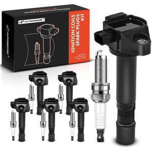 A-Premium Set of 6 Ignition Coil Pack and Iridium Spark Plugs Compatible with Honda Accord 2013-2017, Pilot 2016-2019, Odyssey 2018-2019, Ridgeline 2017-2019, Crosstour & Acura RDX, TLX, RLX
