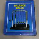 Newtons Cradle Balance Balls, Swinging Balls with Black Base, Fun Science Physics Learning Accessories, Calm Down Fidgets Kit, Desk Toys for Stress Relief, Office Home Decoration (Black) (Medium - 5 Balls)