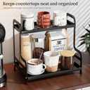 Bokelai 2 Tier Coffee Bar Organizer and Accessories Storage Countertop Shelf for Kitchen Coffee Station Organizer Mug Holder Coffee Condiment Storage Rack Black