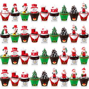 Shihanee Christmas tealight Candles Novelty Handmade Christmas Tree Candle Delicate Stylish Plant Candle Mini Candles for Party Favors Decorations Gifts(36)