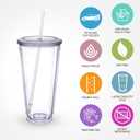 Zukro Clear Acrylic Tumbler with Straw and Lid 32 oz, Double Walled Insulated Reusable Plastic Iced Coffee Cup, To Go Cup Perfect for Parties, Birthdays, Fit in Cupholder, BPA Free, Red & Blue 2 Pack