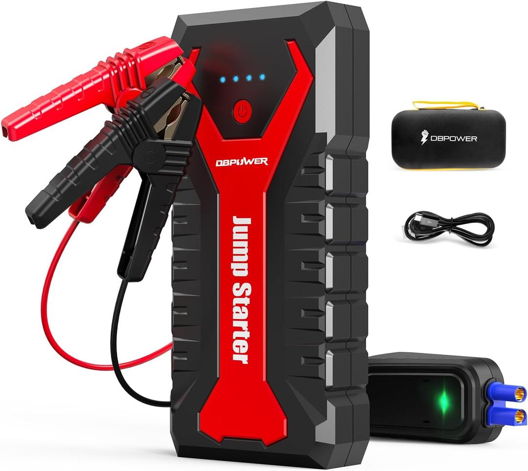 DBPOWER 3000A/80.66Wh Portable Car Jump Starter (UP to 10.0L Gas/8.0L Diesel Engines) 12V Auto Lithium-Ion Battery Booster with Smart Clamp Cables, Quick Charge, and LED, Storage (compact)