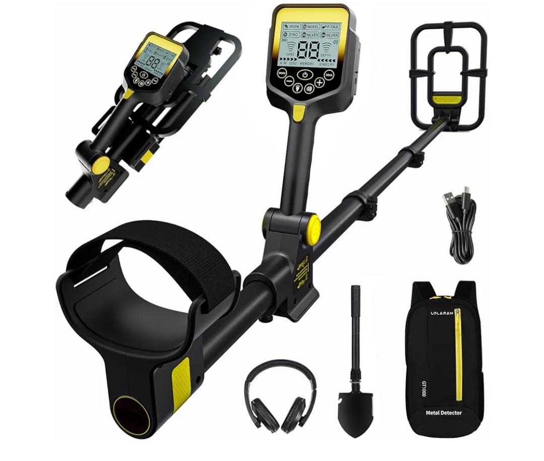 LOLARAN Metal Detector for Adults Professional, Up to 20 Hours of Extended Runtime, Adjustable Retractable Foldable Metal Detector Waterproof High Accuracy Gold Detector, Backlit LCD Display