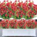 8 Bundles Artificial Flowers for Outdoors,UV Resistant Fake Flowers,Outdoor Plastic Faux Flowers Plants for Indoor Outside Home Decor(Red)