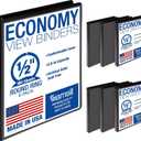 Samsill 0.5 Inch 3 Ring Binder, Economy Round Ring, Clear View Cover, 100 Sheet Capacity - for School, Home, Office - Black, 6 Pack