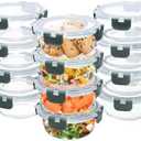 GULFLIN 12 Pack Small Glass Food Storage Containers with Lids Airtight, 13oz Leak-Proof Meal Prep Containers Set, Freezer to Microwave Safe, Dishwasher Safe
