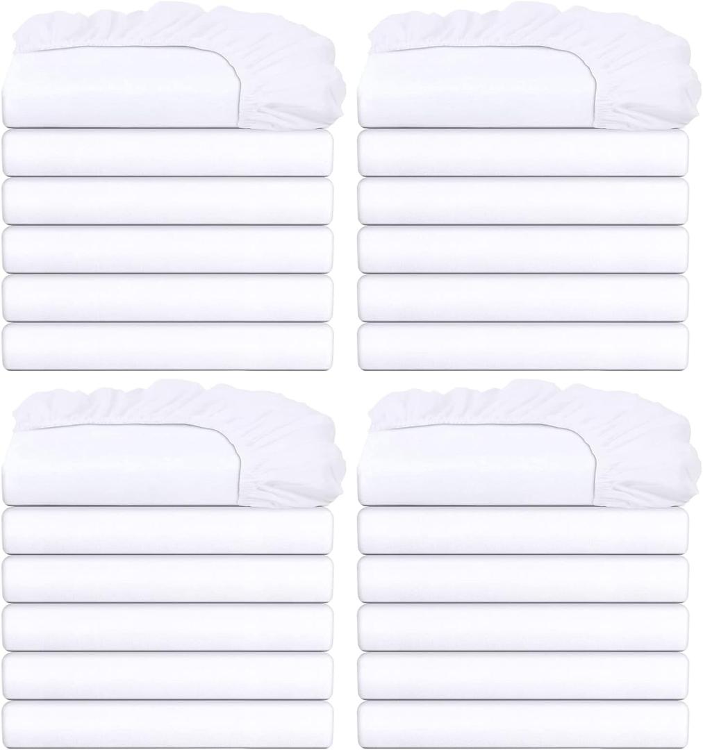 Hoolerry 10 Pack Bedding Twin Fitted Sheets Bulk Fitted Twin Size Bottom Sheets 38'' x 75'' Fits Mattresses up to 12" Deep(White)