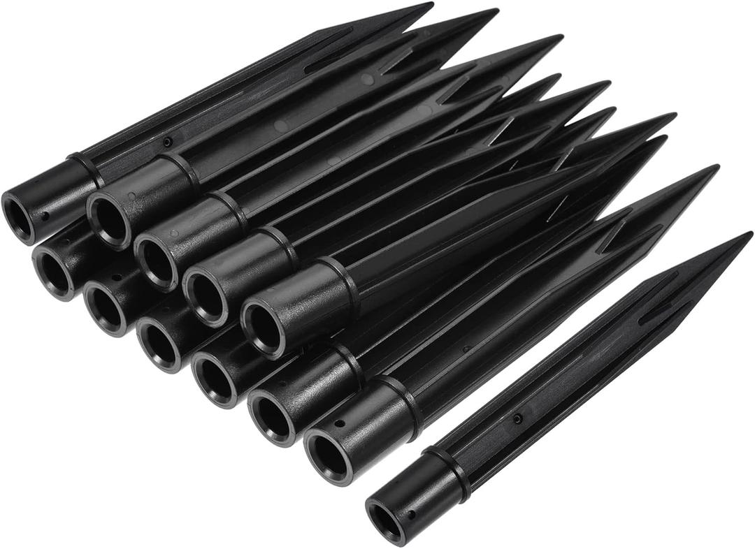 MECCANIXITY Solar Light Spikes, 0.39 x 0.67 x 5.91 Inch Ground Stakes for Garden Pathway Landscape Lamps, ABS Plastic Black, Pack of 12