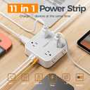 TESSAN Surge Protector Power Strip, 5 Ft Flat Plug Extension Cord with 3 USB (1 USB C) 8 Outlets, 1250W, 900J Protection, 3 Sided Outlet Extender with Power Switch for Office, Dorm Room, Grey